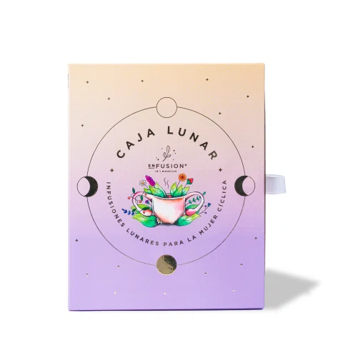 Caja de regalo Caja Luna sobre fondo lila.