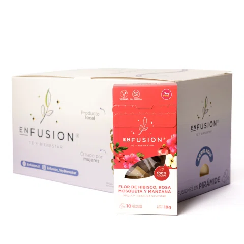 Caja de regalo con infusión roja.