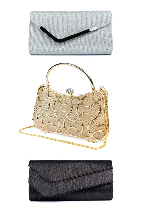 Tres modelos de cartera presentados para catálogo.