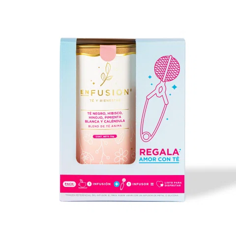 Pack de infusión con accesorio promocional.