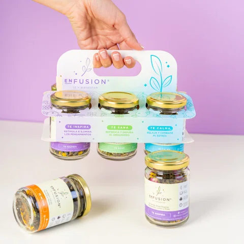Set de frascos de infusiones con caja de regalo.
